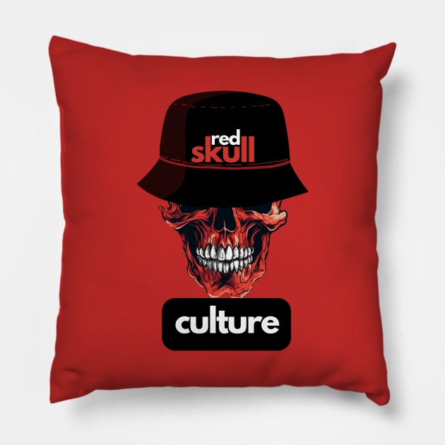 Red Skull Culture, Festival t-shirt, Unisex t-shirt, tees, men's t-shirt, women's t-shirt, summer t-shirt, trendy t-shirt, bucket hats, gift Pillow by Clinsh Online 