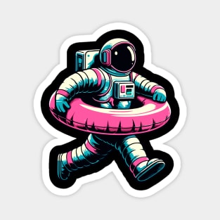 Pool Party Astronaut Pink Float Funny Space Magnet