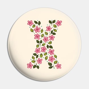 Floral Monogram Letter X Pin