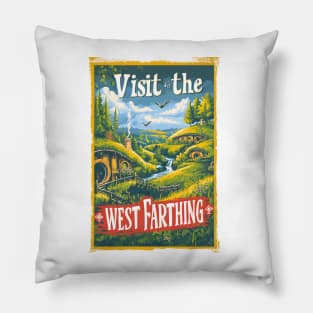 Visit the West Farthing - Vintage Travel Poster - Fantasy Pillow