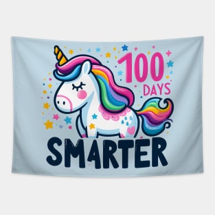 100 days smarter, kids adorable unicorn Tapestry