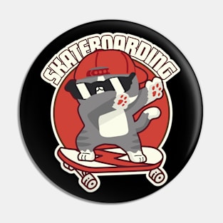 Skateboarding cat Pin