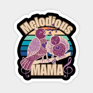 Melodious Mama Happy Mother's Day Vintage Singing Bird Drawing Magnet