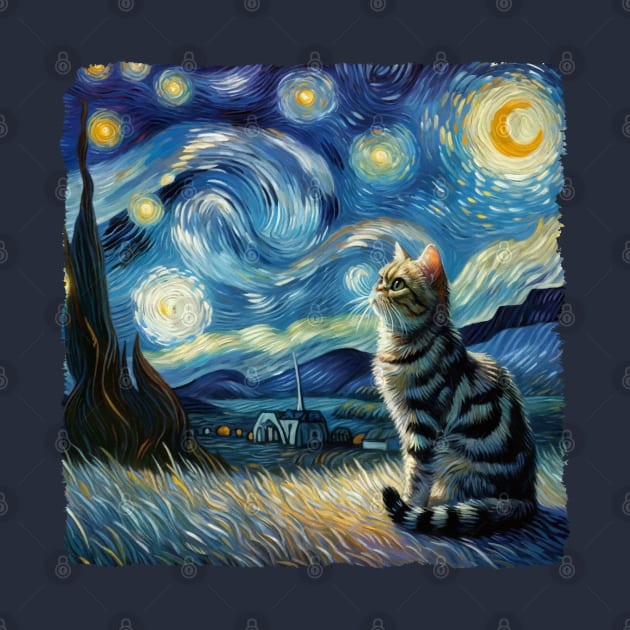 Domestic Long Hair Starry Night Inspired - Artistic Cat by starry_night