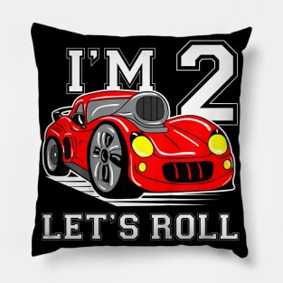 Kids Race Car 2nd Birthday 2 Year Old Racing Car Driver Gift Pillow