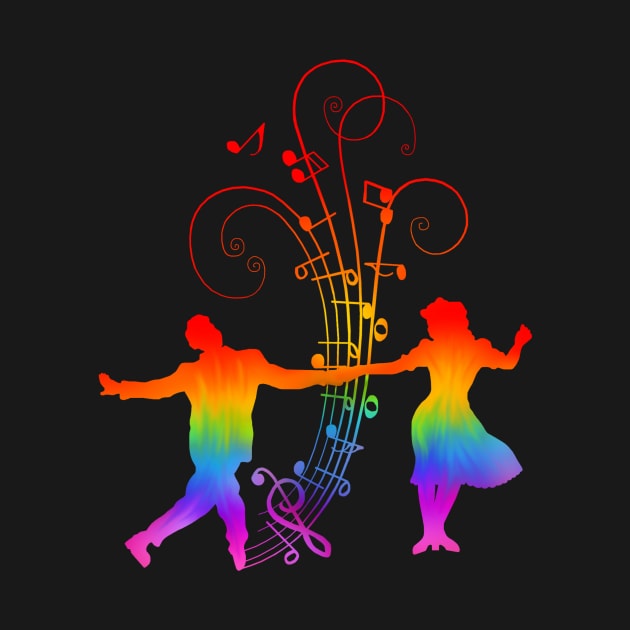 1940s Rainbow Swing Dancers Silhouettes by Art by Deborah Camp