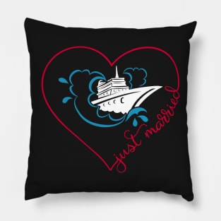 Just married Cruise Ship Honeymoon Couple Matching Gift Pillow