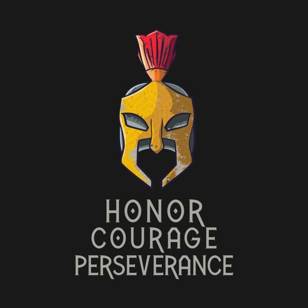 Spartan Honor Courage Perseverance by Foxxy Merch