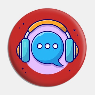 Speech Bubble with Headphones Music Cartoon Vector Icon Illustration Pin