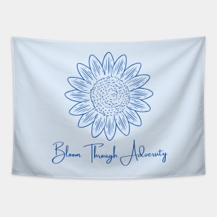 Bloom Through Adversity - Blue Sunflower Tapestry