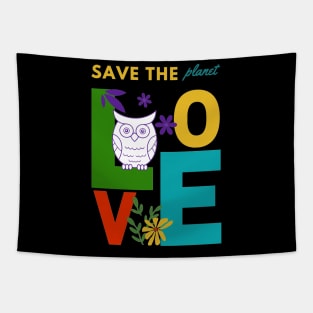 Save the planet design Tapestry