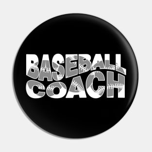 Wavy Baseball Coach White Pin