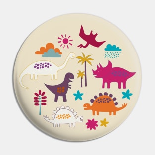 Dinosaur Land - Sunshine Brights - cute Dino design by Cecca Designs Pin