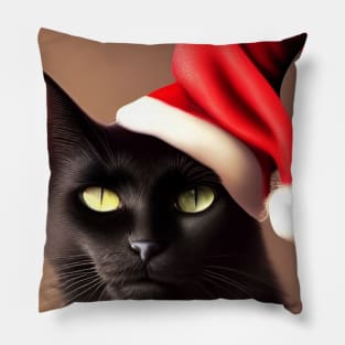 Cute cat with santa hat Pillow