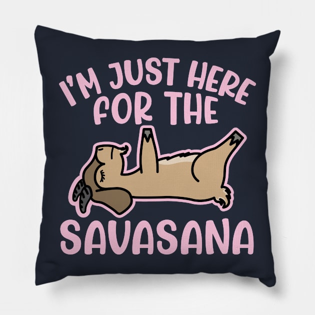 Savasana Until Mañana Goat Yoga Fitness Funny Pillow by GlimmerDesigns