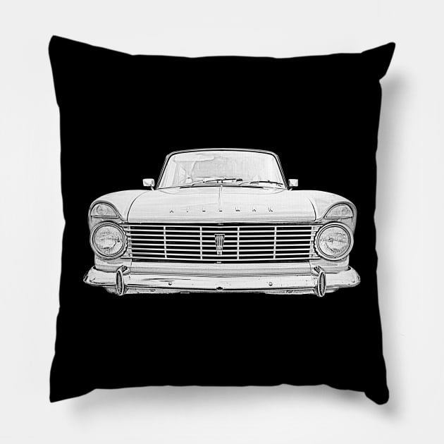 Hillman Super Minx 1960s classic car monochrome Pillow by soitwouldseem