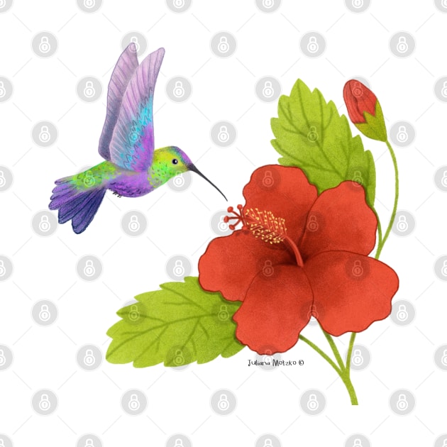 Hibiscus and Hummingbird by julianamotzko