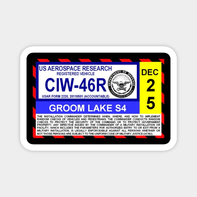 2025 Groom Lake S4 Military Permit Groom Lake UFO Magnet by Starbase79