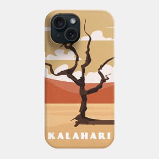 Kalahari desert. Botswana, Namibia.. Retro travel poster Phone Case