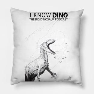 Allosaurus Roar (Black & White) Pillow