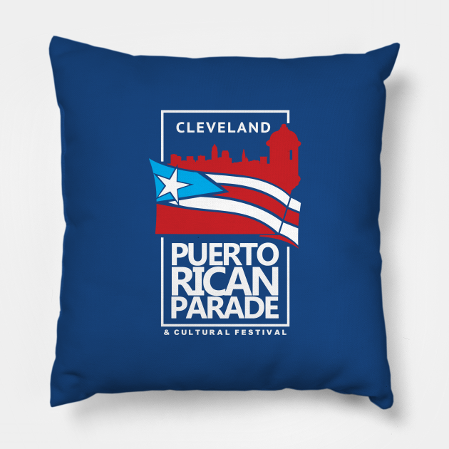 Official Parade Logo (White Text) Pillow by Puerto Rican Parade