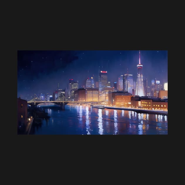 Night Cityscape by The Brushstrokes Boutique