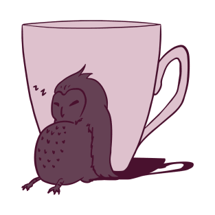 Sleepy Owl and Cup Purple T-Shirt