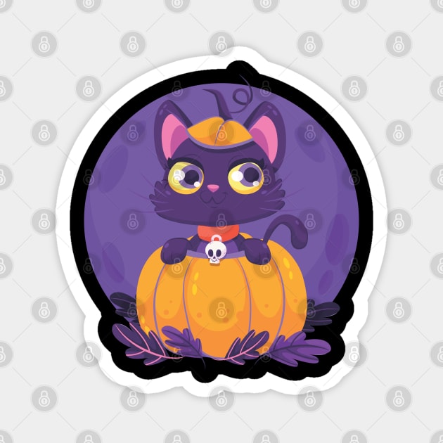 cat in the pumpkin Magnet by Cryptocactos 