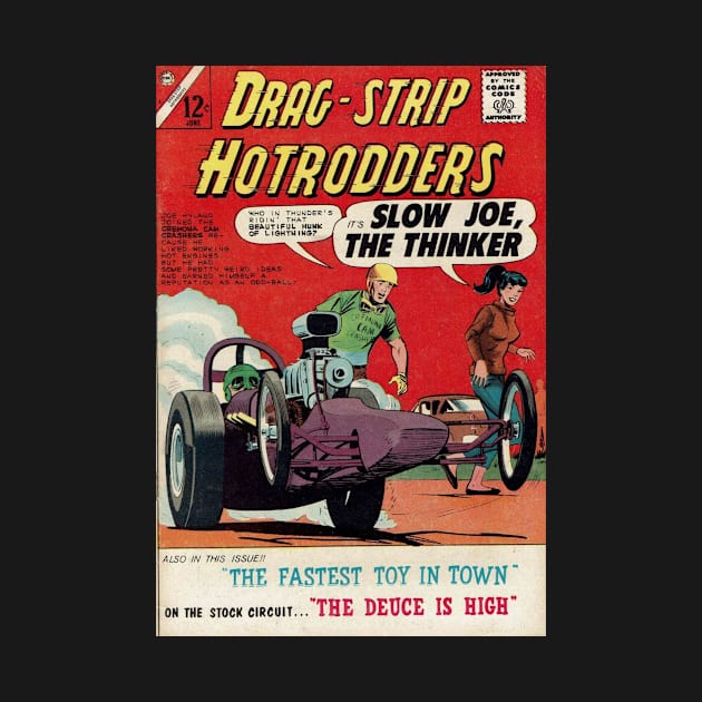 Retro Vintage Racing Cars Comic Book Cover Artwork. by New East 