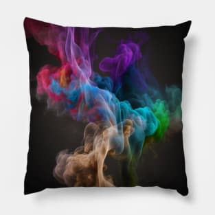 Colourful smoke on a black background Pillow