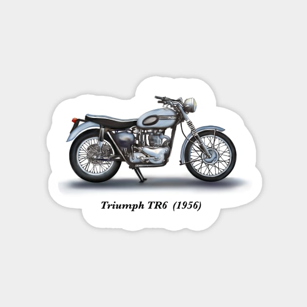 Drawing of Retro Classic Motorcycle Triumph TR6 1956 Magnet by Roza@Artpage