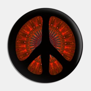 Peace Symbol - Orange Pattern 1 Pin