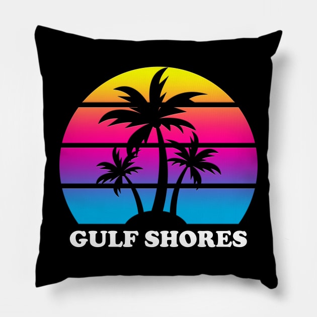 Gulf Shores Alabama - Palm Trees Pillow by BDAZ