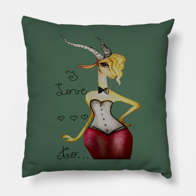 I love to... Pillow by Virginia Picón