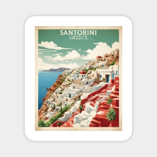 Santorini Greece Tourism Vintage Poster Magnet