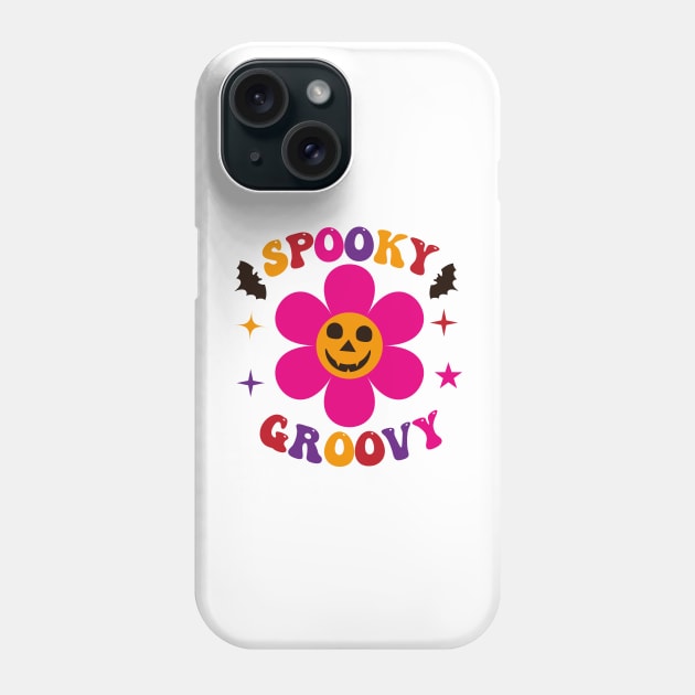 Spooky Groovy Halloween Flower Phone Case by yasminepatterns