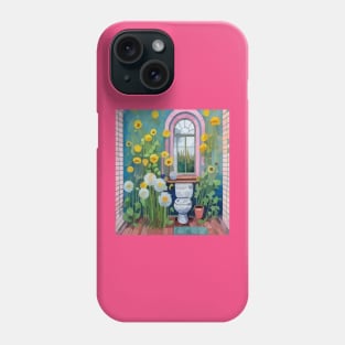 watercolor flowers growing in bathroom Phone Case