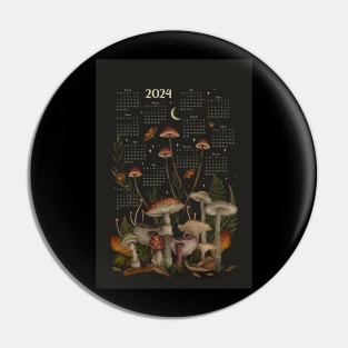 2024 Yearly Calendar - Enchanting Mushrooms Pin