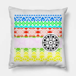 mexican floral wallpaper in totonac folk pattern art in culture graphics Pillow