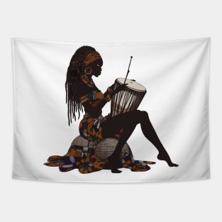 Afrocentric Woman Drum Tapestry