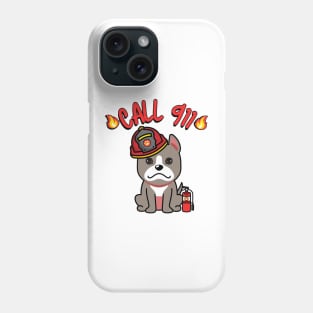 Cute grey dog is a firefighter Phone Case