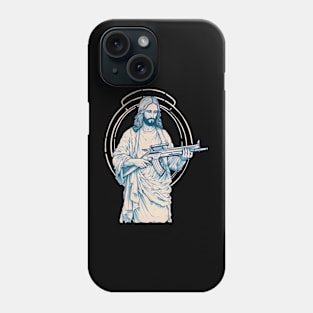 funny jesus holding rifle Phone Case