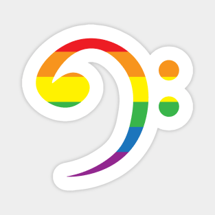 Bass clef in rainbow colour, LGBTQ pride Magnet