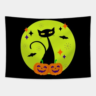 Atomic Age Halloween Black Cat II Tapestry