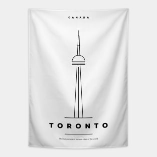 Toronto Minimal Black Line Design Tapestry