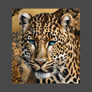 Leopard with Gold Texture Background T-Shirt