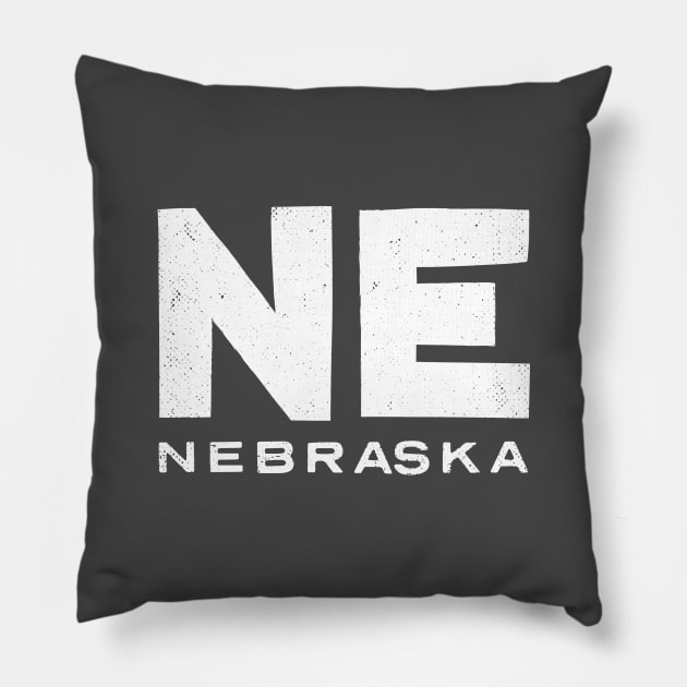 NE Nebraska State Vintage Typography Pillow by Commykaze