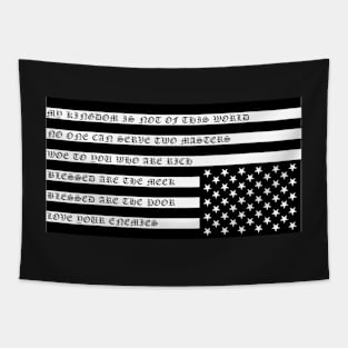 American Flag Christian Nation Black and White Pocket Tapestry