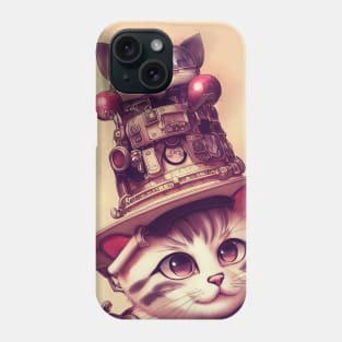 Cute Cat with steampunk hat Phone Case