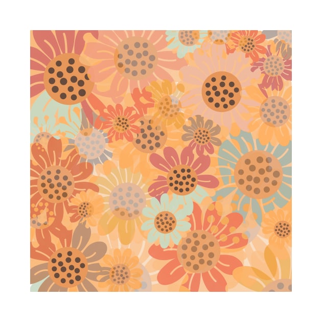 Pastel Multicolor Sunflower Pattern by Rosemogo